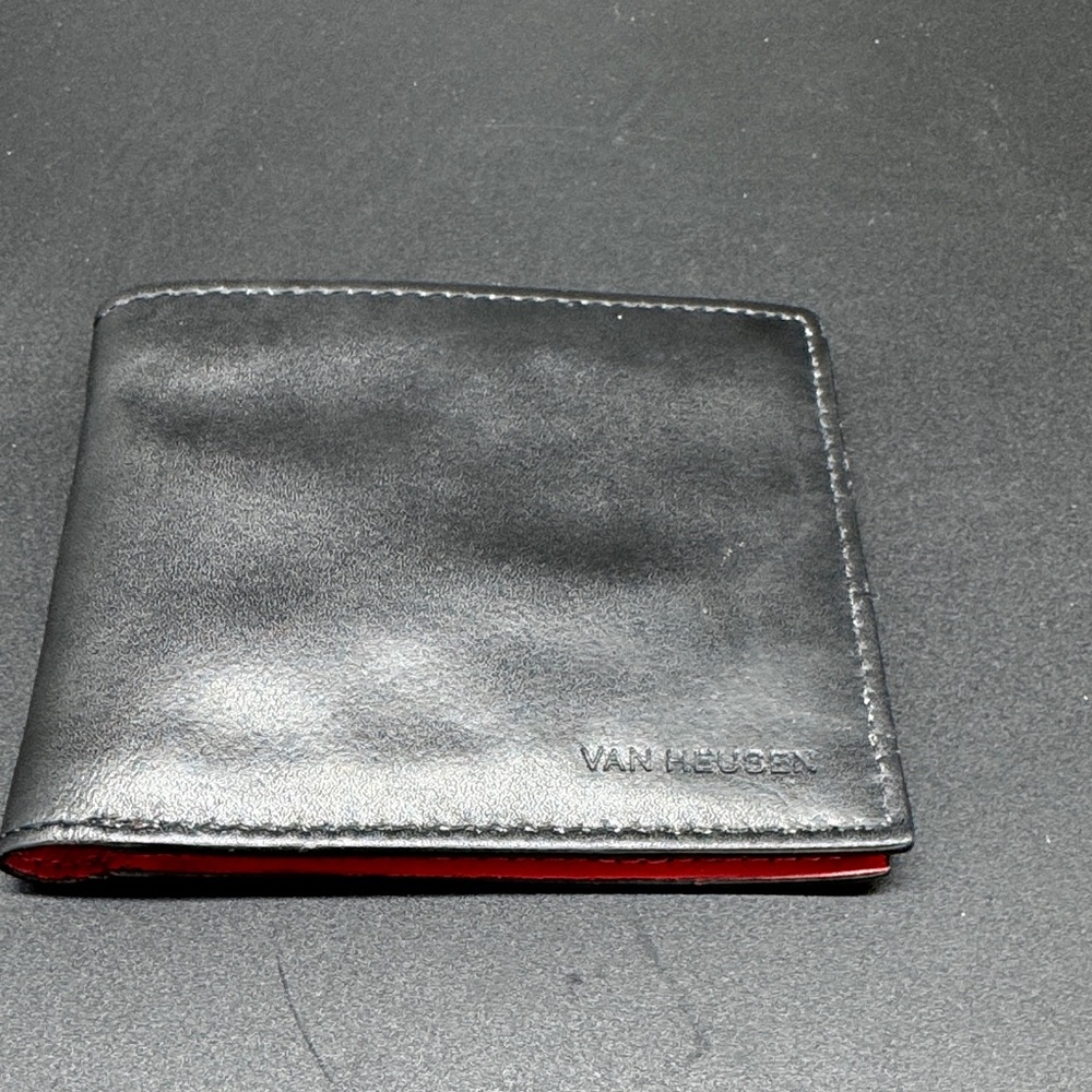 Van Heusen Black and Red Leather Wallet